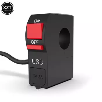 Универсальные переключатели на руль мотоцикла 7/8 "22 мм, ручка мотоцикла, водонепроницаемая кнопка включения и выключения, пусковая кнопка с USB-портом зарядного устройства 5 В 2 А