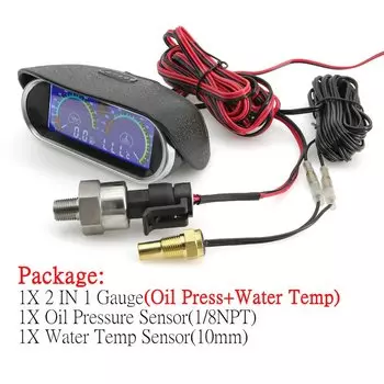 Универсальный 2 в 1 ЖК-дисплей, автомобильные манометры, манометр масла + датчик температуры воды с датчиком температуры, датчик давления масла 12 В/24 В