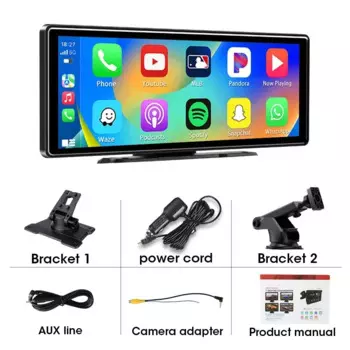 Универсальный экран 10,26 дюйма, автомобильный радиоприемник, мультимедиа, Wi-Fi, видеоплеер, беспроводной Carplay, Android Auto, двойной Bluetooth 5,0, FM-монитор USB