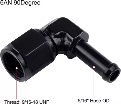Универсальный AN6 с внутренней резьбой на 3/8 дюйма, 6AN с внутренней резьбой на 5/16 дюйма, прямой 90-градусный поворотный фитинг для топливного шланга, адаптер из алюминия
