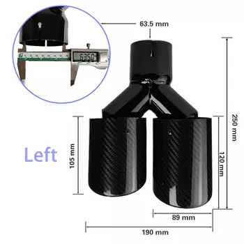 Универсальный автомобильный глушитель из углеродного волокна, длина черного Y-образного двойного глянцевого глушителя из саржи