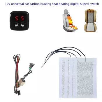 Универсальный автомобильный нагреватель для сидений, 12 В, набор тепловых прокладок из углеродного волокна, 5 уровней, цифровой дисплей, переключатель, система двойного управления с набором жгутов