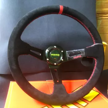 Универсальный Drift 14-дюймовый гоночный руль MOMO, раллийный автомобиль JDM, замшевый кожаный руль Volantes для VW HONDA TOYOTA BMW