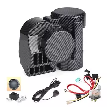 Универсальный громкий гудок из углеродного волокна 12 В 150 дБ, Электрический Гудок с улиткой, водонепроницаемый гудок, сирена для автомобиля, мотоцикла, грузовика, внедорожника, лодки