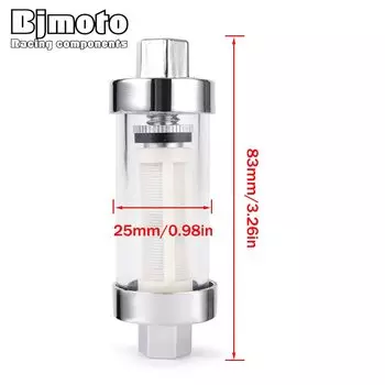 Универсальный хромированный топливный фильтр из натурального стекла, переочищаемый, встроенный, длинный, короткий, 1/4 дюйма; 5/16 дюйма; 3/8 дюйма, 6 мм, 8 мм, 10 мм