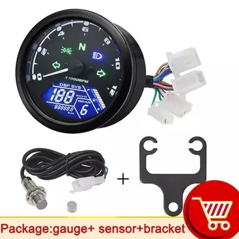 Универсальный Мотоциклетный Спидометр, Тахометр, Цифровой Датчик 12000RMP, ЖК-дисплей, Одометр, 1-4 Цилиндра, Датчик Мотоцикла