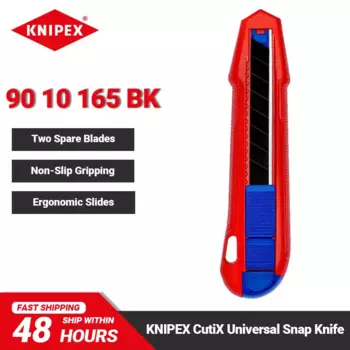 Универсальный нож KNIPEX 90 10 165 BK, универсальный нож длиной 165 мм, нескользящий универсальный нож для обоев с высококачественной фиксацией лезвия