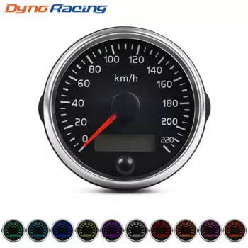Универсальный Спидометр 85 мм 220 км/ч измеритель скорости с 10 Цветной подсветкой 12 В 24 В с ЖК-дисплеем для автомобиля грузовика лодки мотора