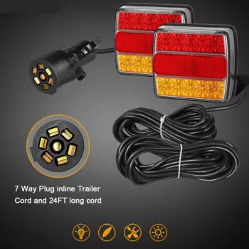 Универсальный светодиодный задний фонарь для буксировки прицепа, комплект рефлекторной доски, стоп-сигнал, лампа номерного знака, кабель 7,5 м, 7-контактная вилка, водонепроницаемая, США