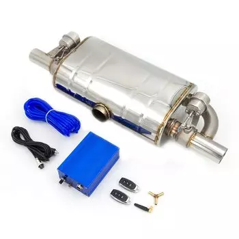 Универсальный Т-образный глушитель с двойным выходом, один впускной клапан, выпускной клапан с набором пульта дистанционного управления 51 мм, 63 мм, 76 мм