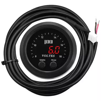 Универсальный ультратонкий вольтметр 52 мм, измеритель напряжения 8-18 В, ультратонкий круглый с красным светом, светодиодный дисплей, автомобиль, мотоцикл