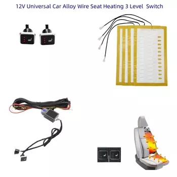 Универсальный встроенный комплект обогревателя автомобильных сидений, 12 В, подходит для 2 сидений, грелки из сплава, 3 уровня, система двойного управления с подогревом квадратного переключателя