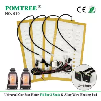 Универсальный встроенный обогреватель автомобильного сиденья 12 В, подходит для 2 сидений с подогревом из легированной проволоки 25 Вт, 3-уровневый квадратный двойной переключатель управления
