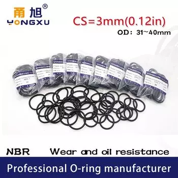 Уплотнительное кольцо из бутадиен-нитрильного каучука, 20 шт./лот, наружный диаметр 31/32/33/34/35/36/37/38/39/40*3 мм, толщина 3 мм