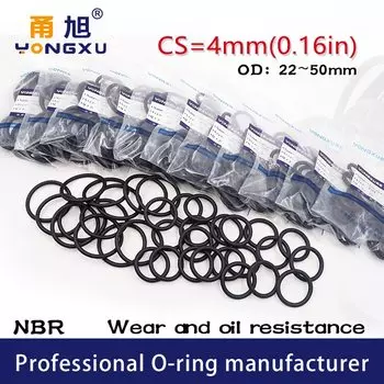 Уплотнительное кольцо из бутадиен-нитрильного каучука, 20 шт./лот, черное, наружный диаметр 4 мм, наружный диаметр 22/24/25/28/30/32/34/35/38/40/42/45/48/50*4 мм, уплотнительное резиновое кольцо мойка с шайбой
