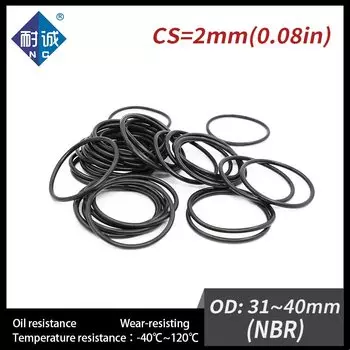 Уплотнительное кольцо NBR черное, 20 шт./лот, уплотнительное кольцо CS2 мм, толщина OD31/32/33/34/35/36/38/40*2 мм, уплотнительные прокладки, шайба для масла