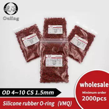 Уплотнительное кольцо Red Silicon 2000 шт./лот толщиной 1,5 мм, пищевой силикон/VMQ OD4/5/6/7/8/9/10 мм, резиновая прокладка, уплотнительное кольцо, оптовая продажа