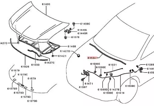 Уплотнитель Outlander3 GF0W, капот, RR 5902A315 5902A180