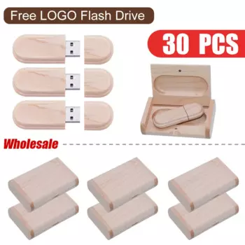 USB 2,0 деревянный флеш-накопитель в подарочной коробке, 4 ГБ, 8 ГБ, 16 ГБ, 32 ГБ, 64 ГБ, 30 шт./партия