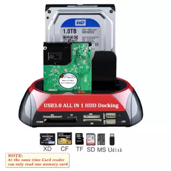 USB 3,0 HDD SSD док-станция 2,5 3,5 дюйма SATA IDE Двойные Слоты с кардридером внешний жесткий диск корпус внешний жесткий диск