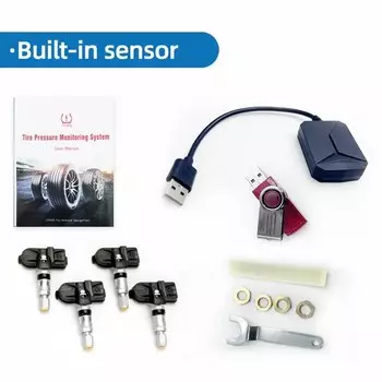 USB Android TPMS Автомобильная система контроля давления в шинах для автомобиля Android-плеера Предупреждение о температуре с четырьмя датчиками
