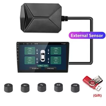 USB Android TPMS Система контроля давления в шинах Дисплей Система сигнализации и 5 беспроводных внешних/внутренних датчиков для внедорожников