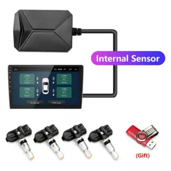 USB Android TPMS Система контроля давления в шинах для автомобильного радио DVD автомобильный плеер 4-х шинные внешние/внутренние датчики Сигнализация температуры