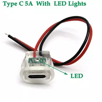 USB-C 5A розетка для зарядки высокого напряжения с планкой USB C светодиодный Женская водонепроницаемая розетка типа C 2P