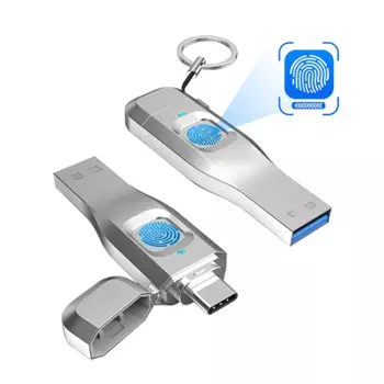 USB флеш-накопитель с отпечатком пальца, металлический OTG флеш-накопитель USB 128 Type C для ноутбука, телефона, ГБ, 64 ГБ, 32 ГБ, флеш-накопитель с блокировкой