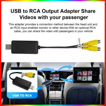 Адаптер видеовыхода USB к CVBS, 2 выхода CVBS, USB-кабель RCA, 5 В постоянного тока, USB для мультимедийного плеера Android и ТВ-плеера Android
