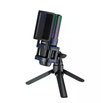 USB-микрофон для ПК PS5, конденсаторный микрофон для компьютерных игр с RGB-подсветкой, быстрое отключение звука, индикатор, штатив,