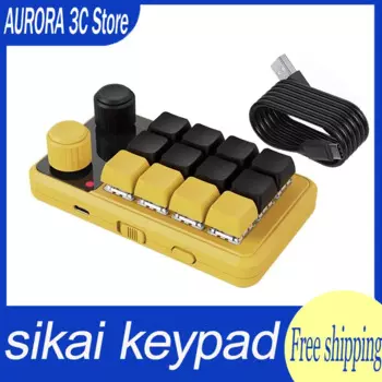 Usb мини-клавиатура, 12 клавиш, 2 ручки, программирование на заказ, макро механическая клавиатура Outeum Red Switch Hotswap Macropad для игр J0m6