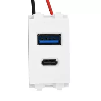 USB-модуль питания, розетка 220 В, 5 В, 2,1 А, двухпортовый USB + тип C, разъем для зарядки, адаптер переключателя