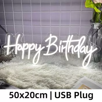 USB неоновая светодиодная вывеска Happy Birthday ZHAOPAILAO NEON