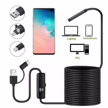 USB промышленный эндоскоп, 6 лампочек, 5,5 мм зонд, IP67 водонепроницаемая камера для осмотра труб для измерения труб, подводный просмотр
