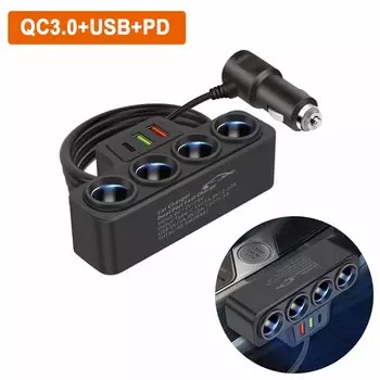 USB-зарядное устройство 4 в 1, 120 Вт, разветвитель автомобильного прикуривателя, 12 В, 24 В, вилка быстрого зарядного устройства, адаптер питания для телефона, USB + QC3.0 + PD3.1A
