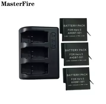 USB зарядное устройство для путешествий + 3 шт. AHDBT-501 1250 мАч аккумулятор для GoPro Hero 8 Hero 7 Hero 6 Hero 5 Аксессуары для экшн-камеры