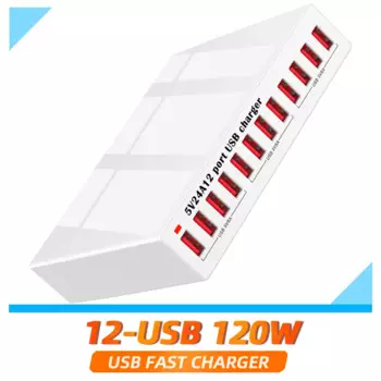 USB-зарядное устройство с 12 портами, 120 Вт, универсальная настенная настольная док-станция для быстрой зарядки, адаптер питания