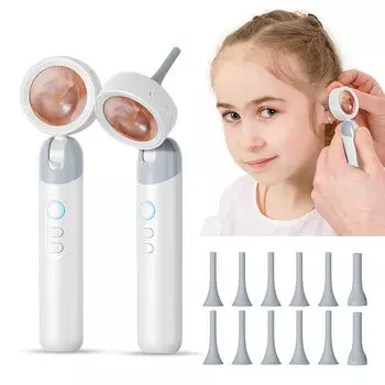 Ушной нос, визуальный умный эндоскоп 1080P, 1,38 дюйма, HD-камера, беспроводной портативный очиститель отоскопа с 12 насадками для ушей для взрослых и детей