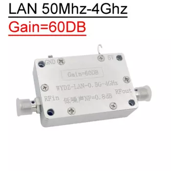 Усилитель LNA 0,5-4 ГГц 60дБ с низким уровнем шума для любительского радио, GPS, Beidou, GLNSS, сигнала Wi-Fi, радиочастотный приемник HF, VHF, UHF, FM, SDR, Hackrf One