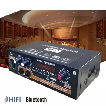Усилитель мощности аудио 2 канала Hi-Fi 20 Вт + 20 Вт, 110/220 В, звуковая система, мини усилитель звука, FM, USB, TF карта, беспроводная лампа