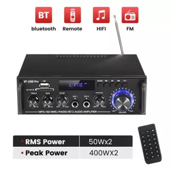 Усилитель мощности HIFI 2,0 каналов цифровой bluetooth аудио усилитель 12 в 240 В Поддержка bluetooth USB SD радио с дистанционным управлением ЕС
