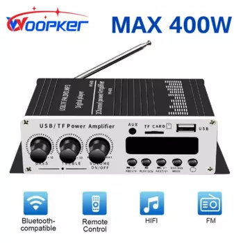 Усилитель мощности звука Woopker HY-470 HiFi BT 5,0 канала 2,0 с поддержкой высоких басов для автомобилей и небольших домашних мероприятий