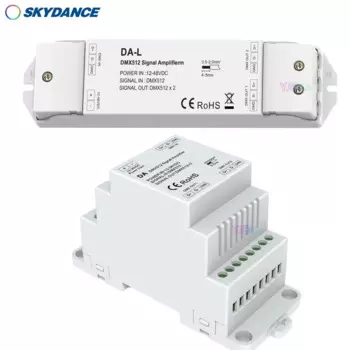 Усилитель сигнала DA Din Rail DMX, 12 В, 24 В, 36 В постоянного тока, 2 канала, DA-L 512, усилитель сигнала для светодиодной ленты RGBW, светильник 2 канала, DMX512, усилитель сигнала