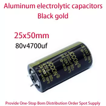 Усилитель звука 80v4700uf, 80 В, 4700 мкФ, размер 25x50 мм, черно-золотой, конденсатор для фильтрации звука, 10 шт.