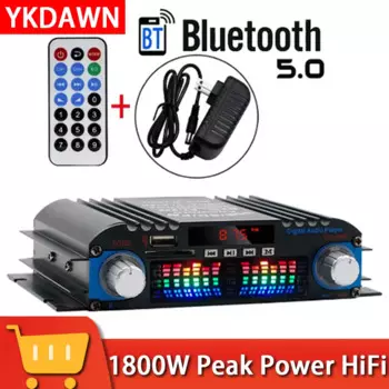 Усилитель звука Peak Power HiFi, 1800 Вт, цифровой 4-канальный аудиоусилитель, Bluetooth, караоке-плеер, FM-радио, поддержка пульта дистанционного управления