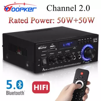 Усилитель звука Woopker Hi-Fi AK45 Pro, цифровой mp3-усилитель с поддержкой Bluetooth, максимальный выход 820 Вт, FM, бас-динамик, вход 90-240 В
