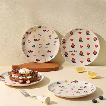 Усовершенствованная керамическая тарелка для завтрака, высокий уровень внешнего вида, бытовая кухонная посуда, плоская тарелка, круглое блюдо, десерт, вестерн