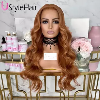 UStyleHair имбирный парик, кружевные передние длинные волнистые синтетические парики, оранжевый кружевной парик, натуральные волосы для ежедневного использования, для косплея