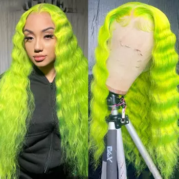 UStyleHair неоновый кружевной парик Длинные свободные вьющиеся термостойкие синтетические волосы ежедневное использование кружевной передний парик с глубокой волной кудрявый парик Drag Queen
